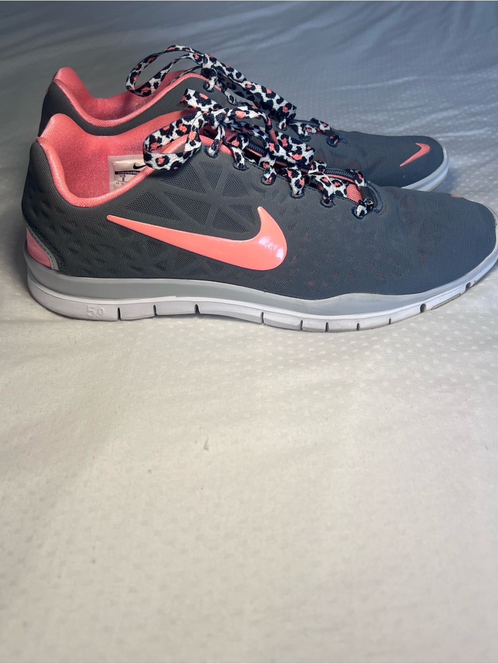 Nike Women's Gray and Coral Low-Profile Training Shoes